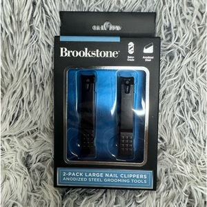 Brookstone 2-Piece Small & Large NAIL CLIPPERS Set Anodized Steel Grooming Tools